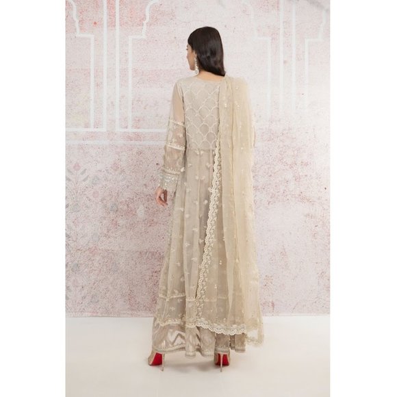 Maria B Off White / Beige Dress with Beautiful Embroidery (3 piece suit) - Picture 5 of 15